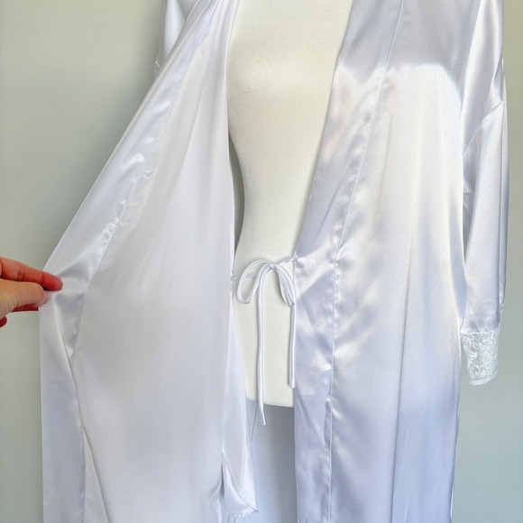 Vintage Victoria's Secret Coquette Maxi Slip Robe Set White Lace Lingerie 2pc XS - Picture 15 of 16